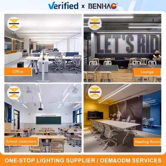 Luz lineal colgante LED circular con perfil emisor de doble cara con perfil de aluminio